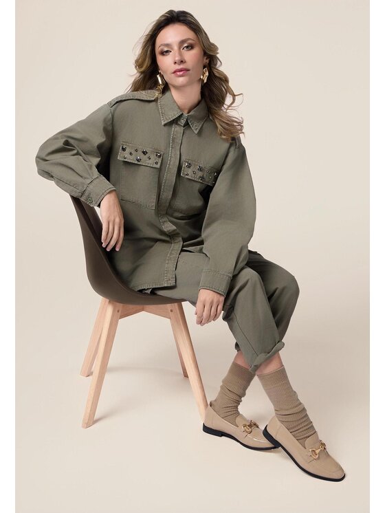 Oltre Oltre Camicia 5031R002881N035 Verde Over Fit