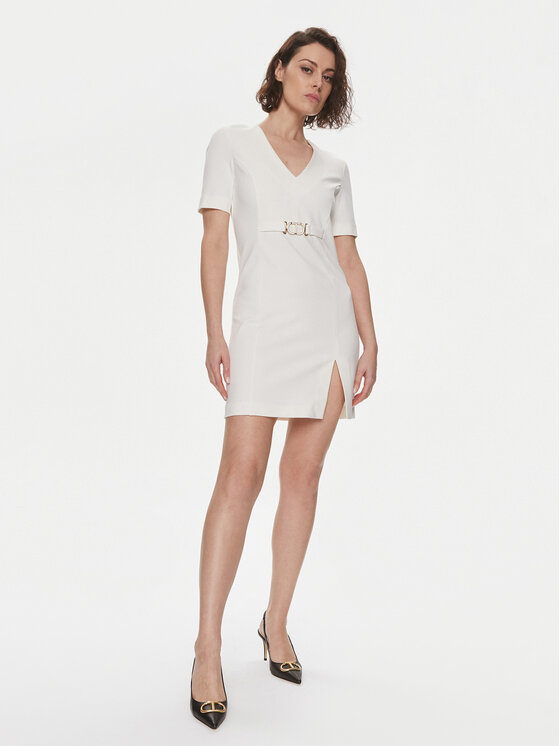 TWINSET TWINSET Sukienka koktajlowa 241TP2275 Écru Regular Fit