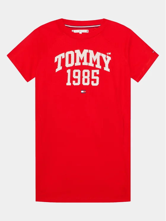 Tommy Hilfiger Kleid für den Alltag Varsity KG0KG07191 D Rot Regular Fit