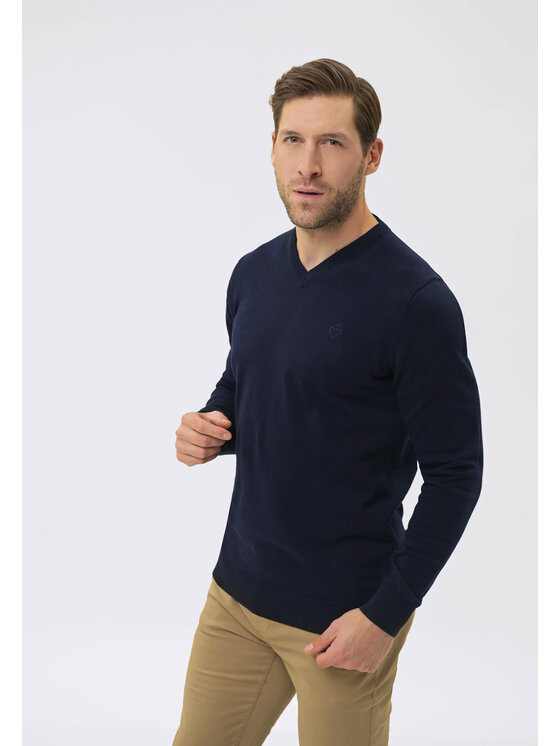 Volcano Volcano Sweter S-KLARO Granatowy Regular Fit