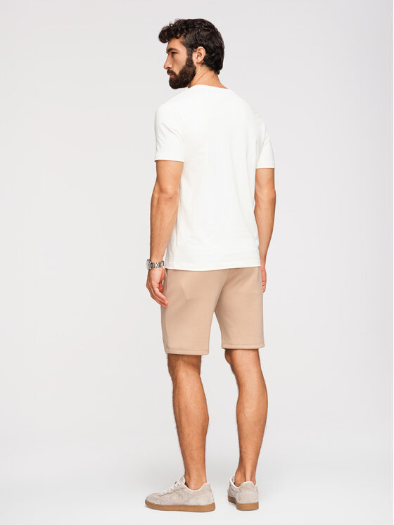 Ombre Ombre Szorty materiałowe OM-SRBC-0153 Beżowy Regular Fit