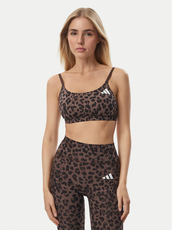 adidas Спортен сутиен Optime Essentials 3-Stripes KZ2515 Кафяв