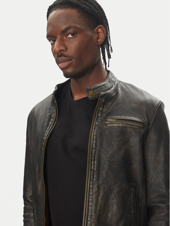 Serge Pariente Serge Pariente Odinė striukė Retro Smėlio Slim Fit