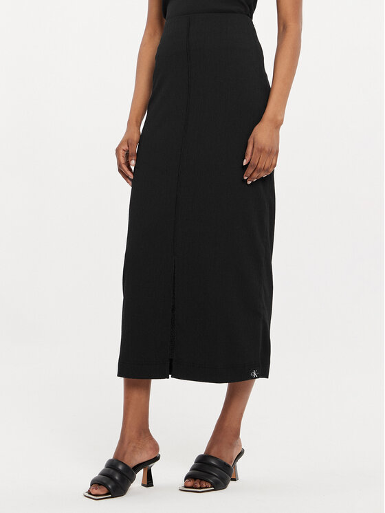 Calvin Klein Jeans Midi sukňa J20J223144 Čierna Regular Fit