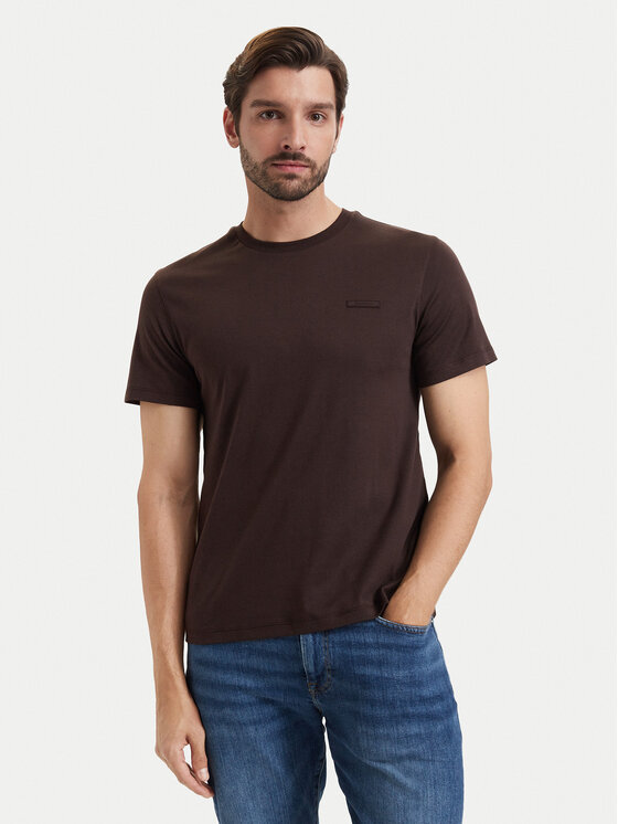 Calvin Klein Calvin Klein Тишърт LV04LG222G Тъмнокафяв Slim Fit