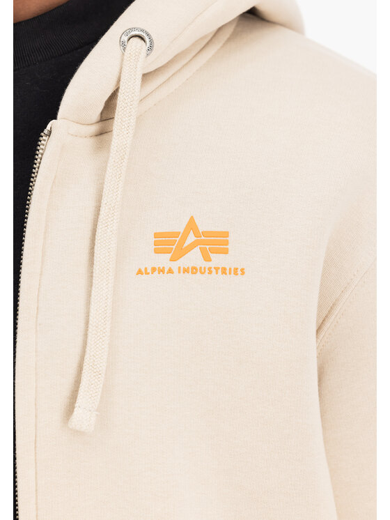 Alpha Industries Alpha Industries Bluza Basic Small Logo Zip Hoodie Beżowy Regular Fit