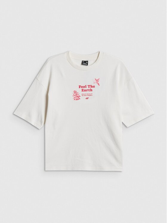 4F 4F T-Shirt CAMP Biały Regular Fit