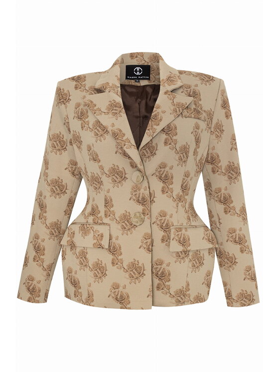 Magda Matyja Magda Matyja Marynarka Vittoria Blazer Petite Beżowy Slim Fit