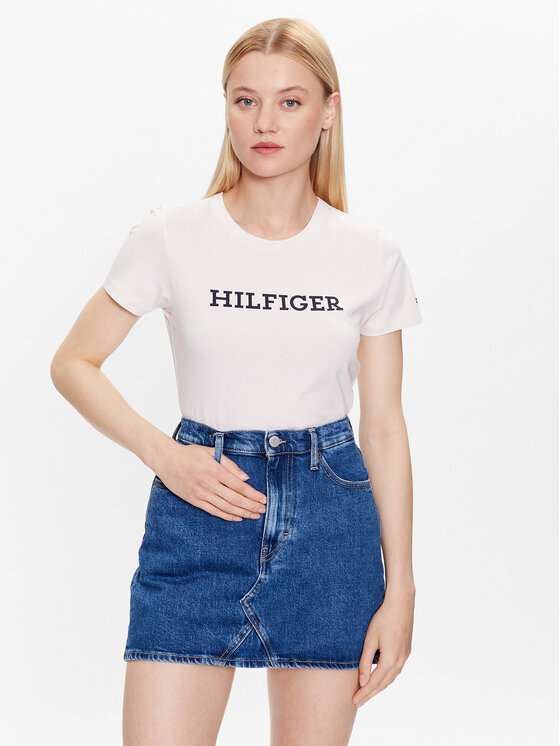 Tommy Hilfiger Tommy Hilfiger Tričko WW0WW38872 Écru Slim Fit