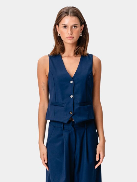 TeeShoppen TeeShoppen Kamizelka 'Basic Collection' Granatowy Regular Fit
