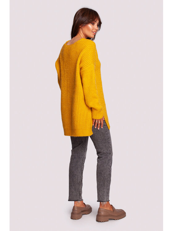 BeWear BeWear Sweter BK087 Żółty Modern Fit