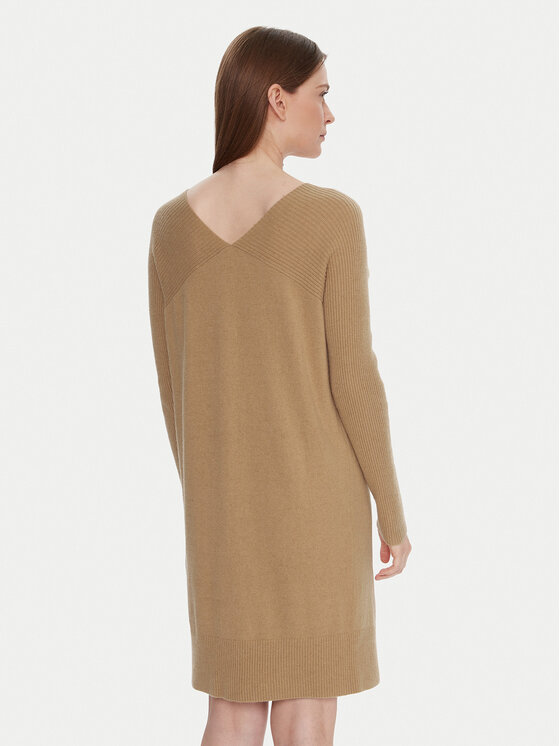 United Colors Of Benetton United Colors Of Benetton Плетена рокля 1044DV02C Бежов Relaxed Fit