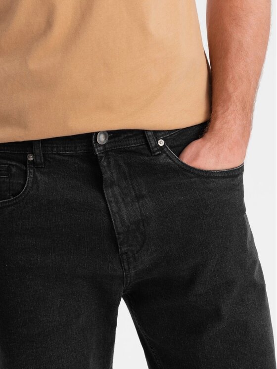 Ombre Ombre Szorty jeansowe OM-SRDS-0134 Czarny Regular Fit