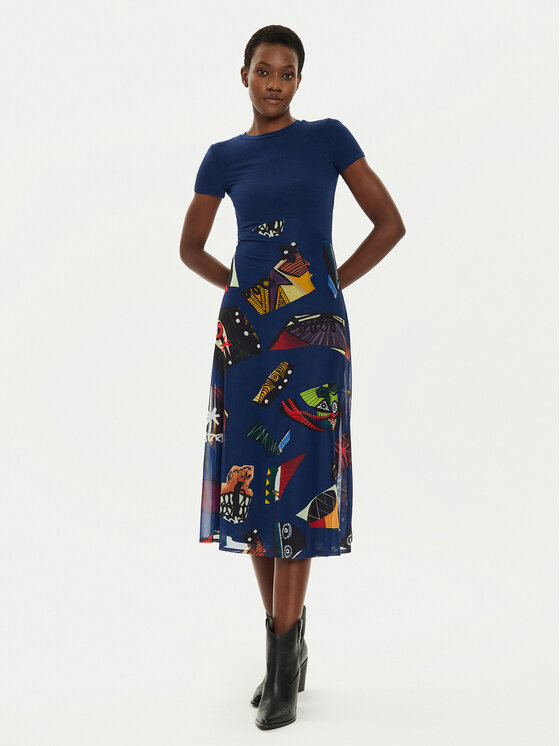 Desigual Desigual Φόρεμα καθημερινό MONSIEUR CHRISTIAN LACROIX Lin 24SWVK47 Μπλε Regular Fit