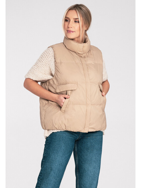 FIGL FIGL Kamizelka M1115 Beżowy Regular Fit
