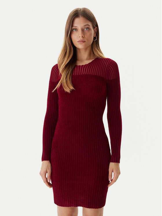 Guess Guess Trikotažinė suknelė W5BK63 Z0890 Raudona Slim Fit