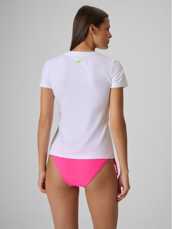 4F 4F T-Shirt BEACHWEAR Biały Slim Fit