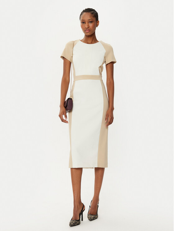 BOSS BOSS Kokteiļkleita Darsa 50532526 Écru Regular Fit