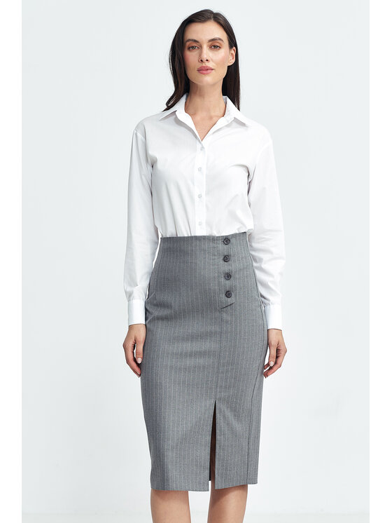 NIFE NIFE Pouzdrová sukně SP77grey Šedá Regular Fit