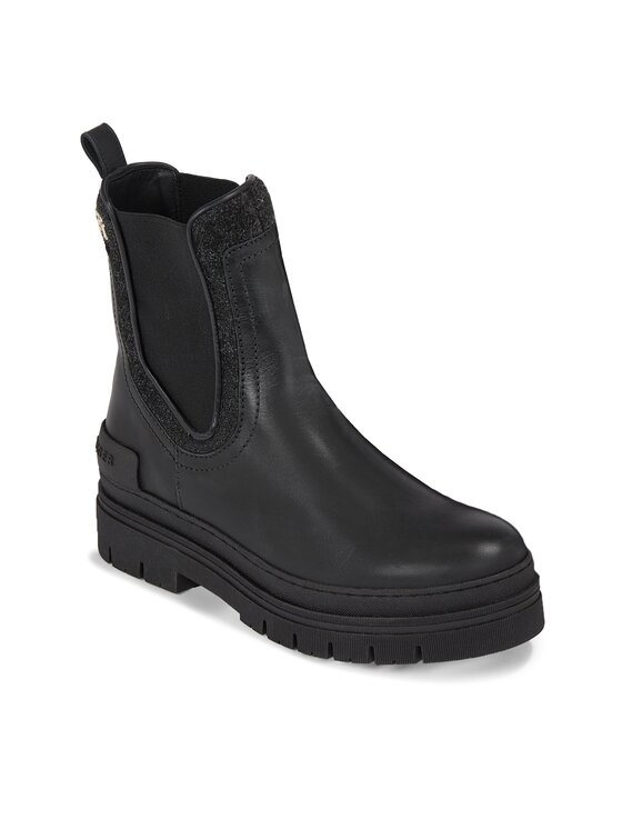 Tommy Hilfiger Tommy Hilfiger Μποτάκια με λάστιχο Feminine Felt Chelsea Bootie FW0FW07655 Μαύρο