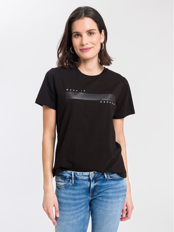 Cross Jeans Cross Jeans T-Shirt 55938-020 Czarny Regular Fit