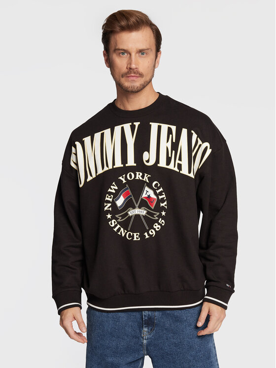 Tommy Jeans Tommy Jeans Majica dugih rukava Skater Prep Logo Crew DM0DM15024 Crna Relaxed Fit