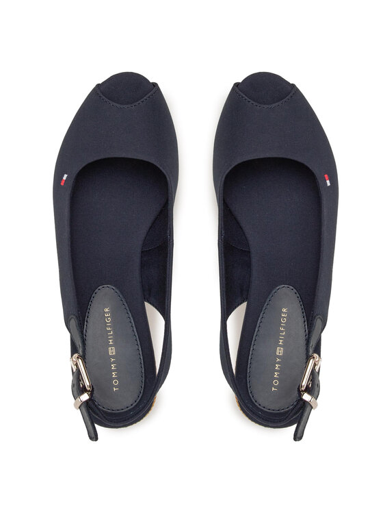 Tommy Hilfiger Tommy Hilfiger Espadryle Iconic Elba Sling Back Wedge FW0FW04788 Granatowy