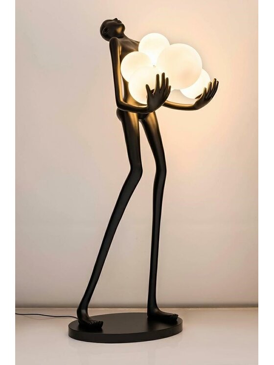 MIAhome MIAhome Lampa podłogowa HUMAN - włókno szklane, szkło Czarny