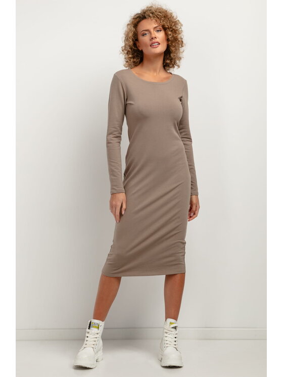Tessita Tessita Sukienka codzienna T378 Brązowy A-Line Fit