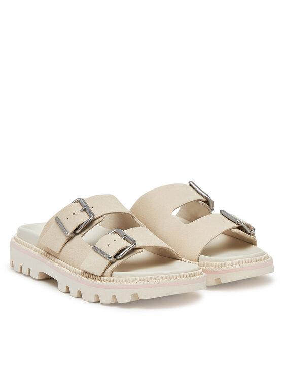 Tommy Jeans Tommy Jeans Papucs Double Strap Sandal Suede EN0EN02797 Ekru