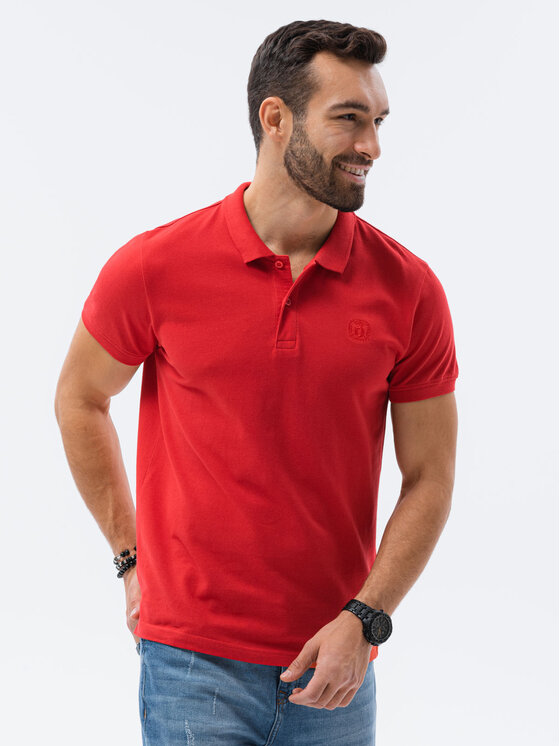Ombre Ombre Polo S1374 Czerwony Regular Fit