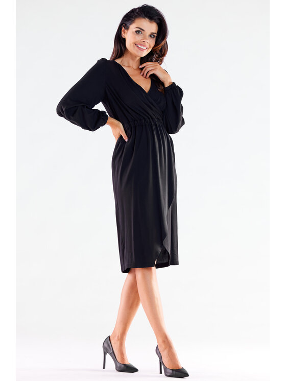 Awama Awama Sukienka letnia A523 Czarny Basic Fit