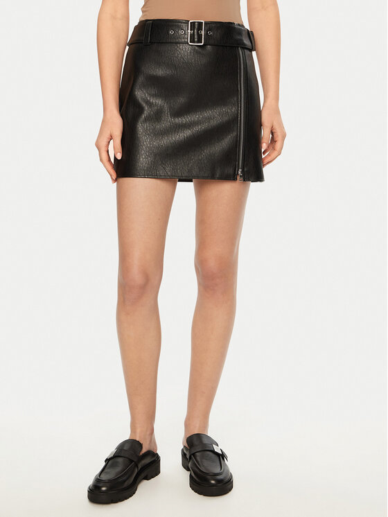 HUGO Gonna di pelle mini 50533859 Nero Regular Fit, taglia : 36