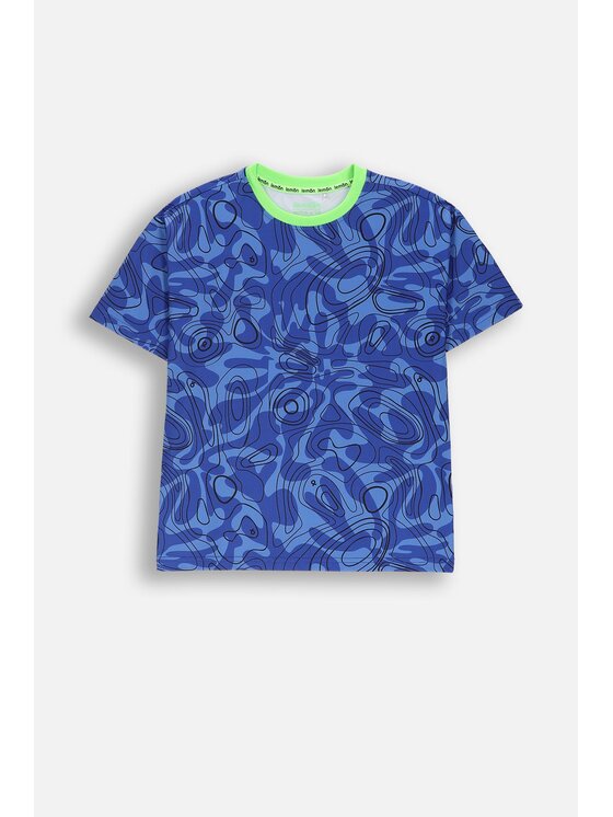 Lemon Explore Lemon Explore T-Shirt WL6143201ACB-014 Niebieski Regular Fit