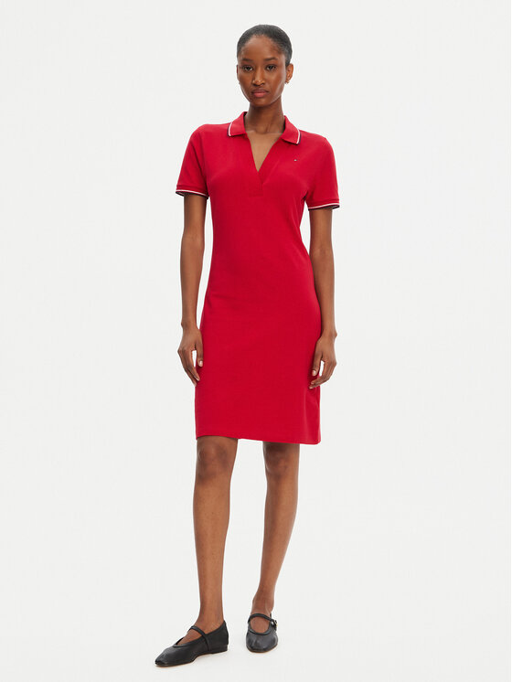 Tommy Hilfiger Tommy Hilfiger Rochie de zi 1985 WW0WW45740 Roșu Slim Fit