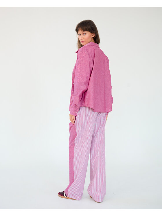 Le Songe Le Songe Spodnie materiałowe PATCHWORK Różowy Regular Fit