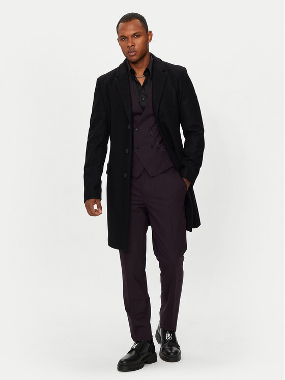 HUGO Hugo Vlněný kabát Migor 2441 50528793 Černá Slim Fit