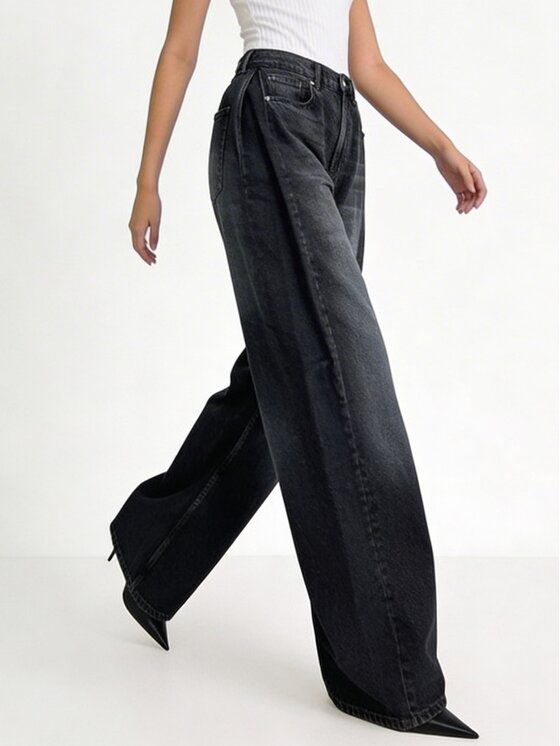 MissDenim Damskie Jeansy, rozmiar S, Czarne, Baggy