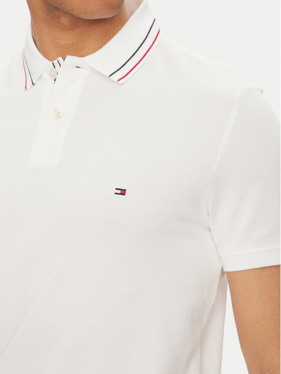 Tommy Hilfiger Tommy Hilfiger Тениска с яка и копчета Placket Interest MW0MW38459 Бял Regular Fit