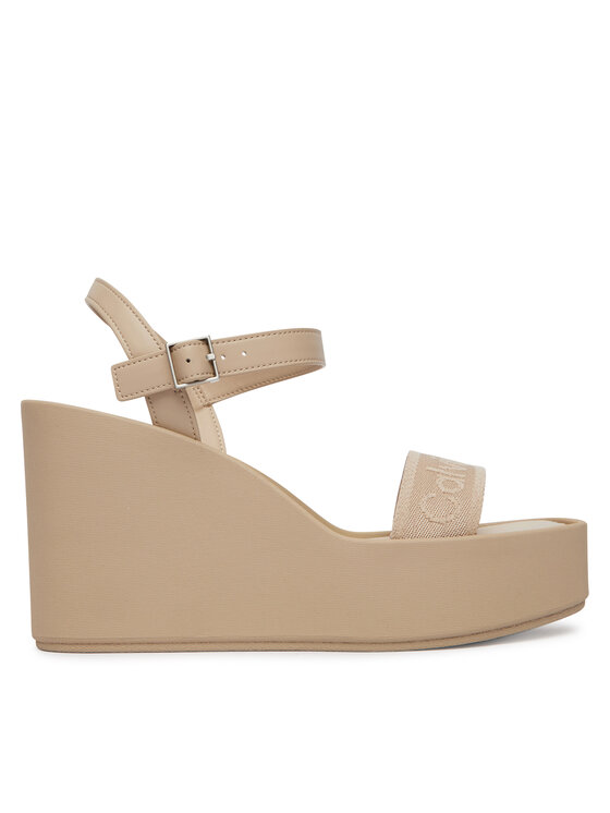 Calvin Klein Sandale Wedge 70 Sndl Webbing Lth HW0HW02882 Bej
