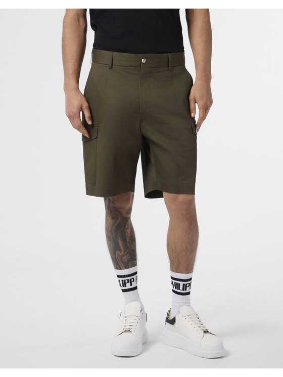 PHILIPP PLEIN PHILIPP PLEIN Szorty materiałowe 29928 Zielony Regular Fit
