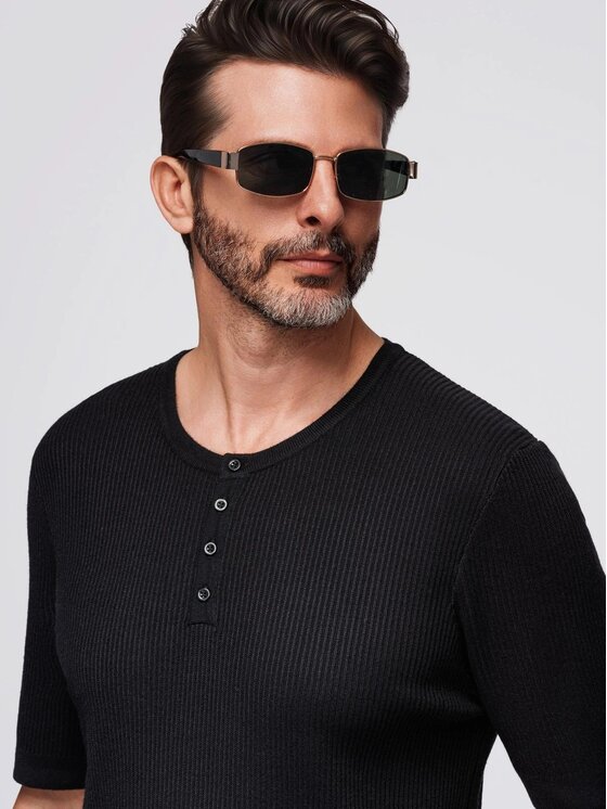 Ombre Ombre T-Shirt OM-TSCT-0254 Czarny Slim Fit