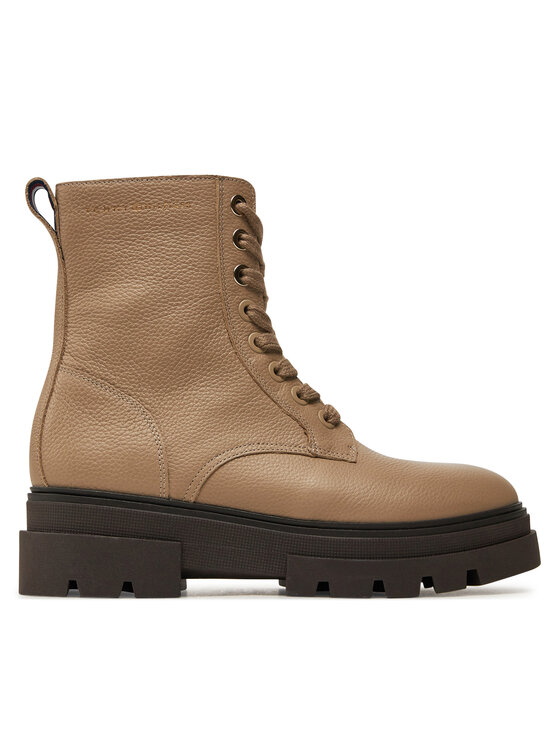 Botine Tommy Hilfiger Bicolor Leather Lace-Up FW0FW08160 Bej