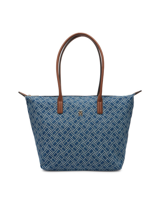 Tommy Hilfiger Tommy Hilfiger Geantă Popette Tote Denim Flag AW0AW18613 Albastru