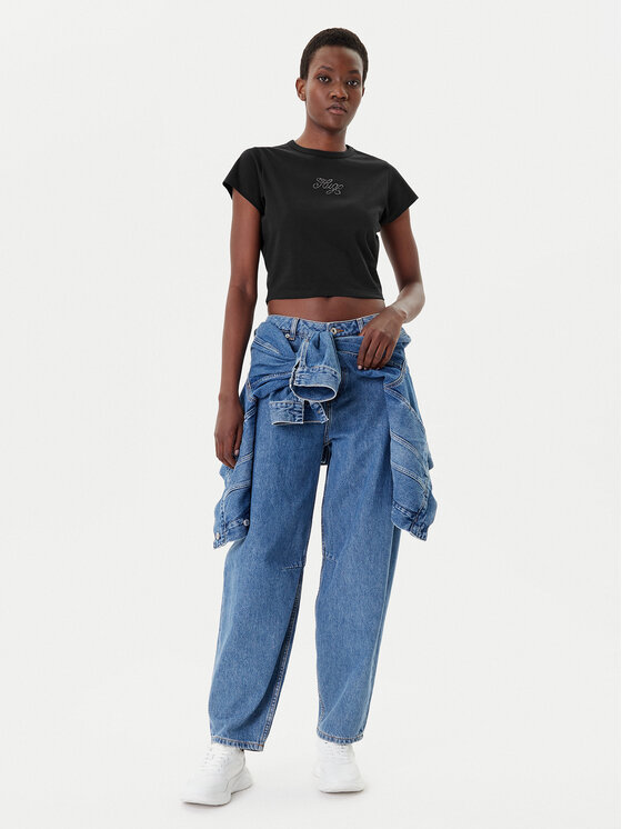 HUGO HUGO T-särk Rhinestone 50551404 Must Slim Fit