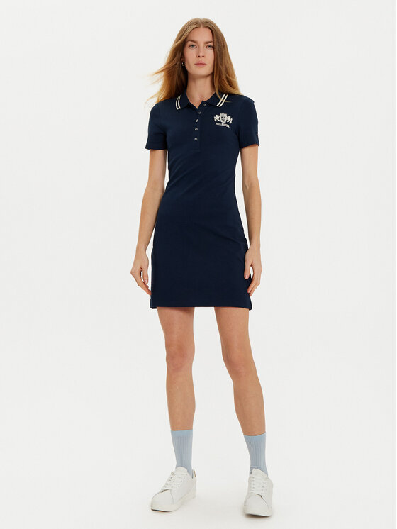 Tommy Hilfiger Tommy Hilfiger Rochie de zi Varsity WW0WW43841 Bleumarin Slim Fit
