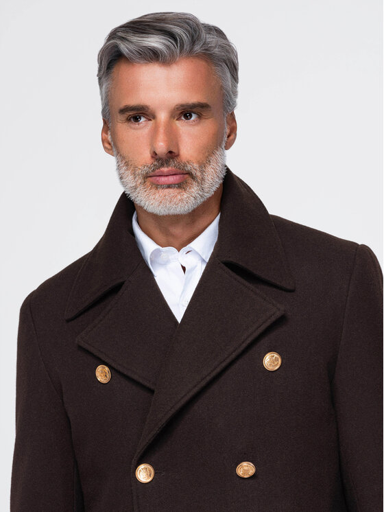Ombre Ombre Płaszcz zimowy OM-COWC-0156 Brązowy Regular Fit