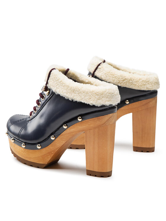 Tommy Hilfiger Tommy Hilfiger Plätud High Heel Clog Mule Monogram FW0FW06884 Tumesinine
