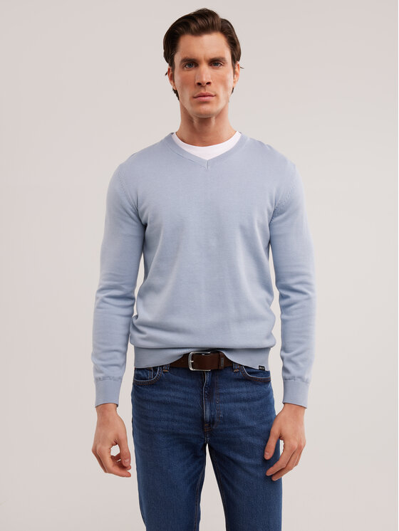 BIG STAR BIG STAR Sweter VASSIC Niebieski Basic Fit
