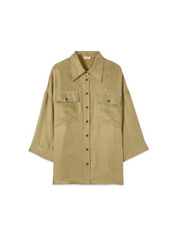 Oltre Oltre Koszula 5034J000856N025 Zielony Baggy Fit